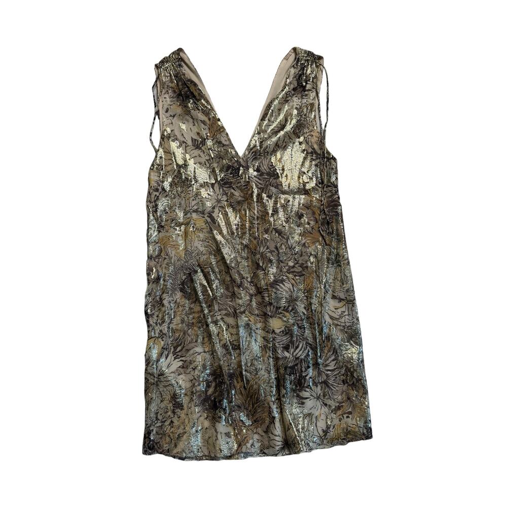 Haute Hippie Metallic Foil Gold Easy Silk Dress XS - Picture 3 of 7